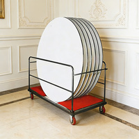 Carrito de Transporte Plegable con Marco de Hierro y Ruedas, Tapete Antideslizante Rojo, para Banquetes, Hoteles, Restaurantes y Servicios de Catering