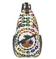Sac bandoulière de haute qualité avec drapeau d'Haïti, personnalisable avec logo, sac de poitrine, sac à dos bandoulière, sac de voyage pour poitrine, en promotion