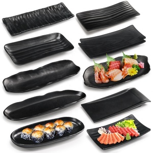 Unbreakable Japanese Design Restaurant Tableware Sushi <strong>Serving</strong> Black Matt <strong>Rectangular</strong> Melamine <strong>Plate</strong> - Product Image 3