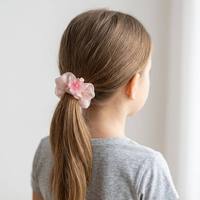MUJU B529 2 stuks Kinderen Harsen Bloemen Fruit Haarbandjes 6,5cm Organza Haar elastiekjes Zoete Aangepaste Logo Kaart Retail Klaar MOQ
