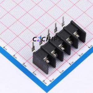 MX25R-7.62-05P-BK01-Cu-S-A Barrier Terminal Block Bent Lead Through Hole,P=7.62mm Connector Two Sides 7.62mm 1x5P Right Angle - Product Image 1