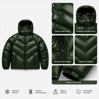 Veste d'hiver en duvet imperméable à logo personnalisé, couleur changeante, coton lourd, veste matelassée zippée, veste en duvet pour homme