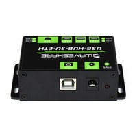 Waveshare - Concentrador USB Industrial USB-HUB-3U-ETH, 3 Puertos USB 2.0 con Protección ESD + Conector Ethernet de 100M, Chip Ethernet RTL8152B Integrado