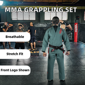 Conjunto de MMA/Grappling para Hombre al por Mayor: Camisetas y Pantalones Cortos con Estampado Digital, Elásticos, Logotipo Frontal, Rashguards Internacionales 100% Algodón - Product Image 2