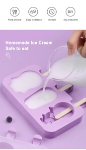 Molde de silicona para helados de dibujos animados, multi-formas, para hacer paletas, con cubiertas y palitos reutilizables, apto para lavavajillas, resistente al calor, para cocina de verano - Product Image 6
