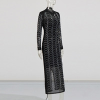 Robe Femme Nouvelle Collection Automne 2026 Col Montant Manches Longues en Maille Cloutée – Vente en Gros pour Boutiques