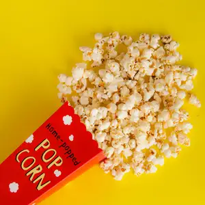 Custom Printed Fold Food Grade Popcorn Bag Pop Corn Paper Packaging Box For Cinema For Movie Theater Carnival Party
