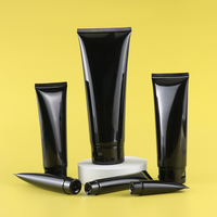 En stock, tube en plastique PE noir, emballage pour nettoyant visage, cosmétique, tube souple à visser