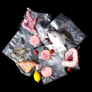 Kantong plastik segel vakum makanan laut beku NY PE timbul transparan