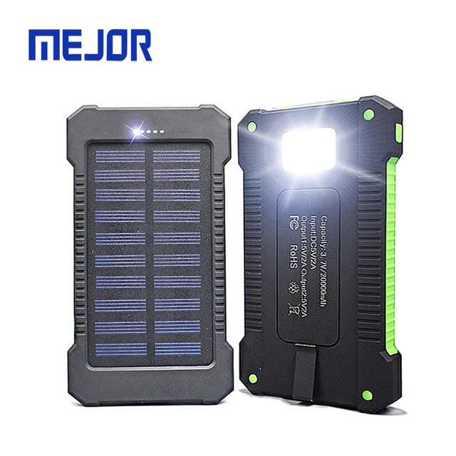 Factory Hot Selling Portable Phone Charger Dual USB Promotion Gift F5 Solar Powerbank 20000mah