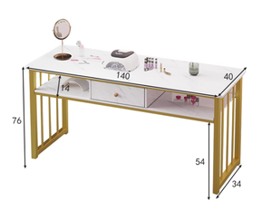 QUMENG Modern Metal Light Luxury White Rectangle <b>Nail</b> Beauty Double Manicure <b>Table</b> - Product Image 5