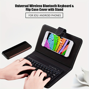 Étui de clavier de téléphone universel détachable en cuir PU avec support rabattable pour <span class=keywords><strong>smartphone</strong></span> iOS <span class=keywords><strong>Android</strong></span> Windows 4,5-6,8 pouces - Product Image 2