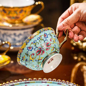 Jingdezhen Enamel Blue And White Ceramic Coffee <b>Cup</b> <b>Set</b> European Luxury Exquisite Afternoon <b>Tea</b> Drinking <b>Cup</b> Home Gift <b>Set</b> - Product Image 2