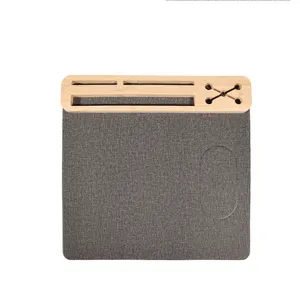 New Bamboo And Wood Bracket Storage Fabric Mouse Pad Charging 15W Wireless Charging Mouse Pad for Office