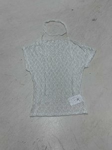 T-shirt doux et délicat à coupe classique, en dentelle, épaules dénudées, couleur unie, manches courtes, respirant, imprimé numérique, pour femme, idéal pour l'été - Product Image 2