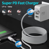 Câble de charge USB C 100W en cuivre pur pour téléphone 16/15 Pro Max, certifié 5A, chargeur super rapide, cordon de 6 pieds, compatible PD 3.0