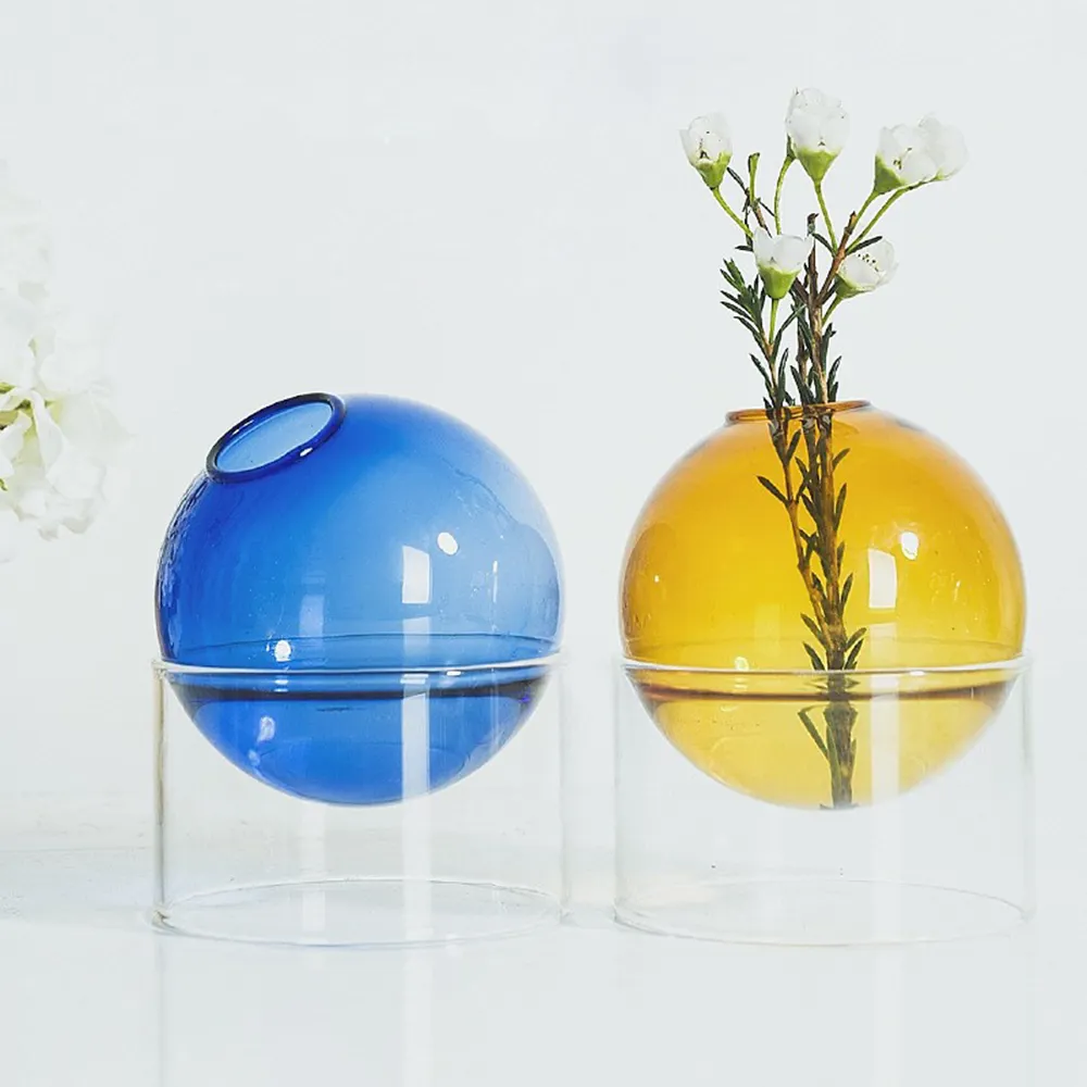 Vas bunga kristal kaca terpisah, warna gaya Modern untuk dekorasi meja rumah untuk dekorasi pernikahan