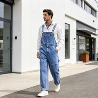 Salopette en jean pratique bleu moyen coupe droite – Idéale pour les sorties en ville et le style quotidien