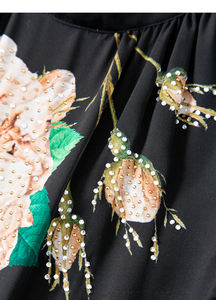 AELESEEN siciliano Midi Vestido Mujer verano sin mangas diseñador moda rebordear estampado de flores malla Patchwork cintura alta elegante - Product Image 4