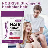 Permen Kunyah Vegan Biotin Rasa Campuran Buah Berry untuk Pertumbuhan Rambut, Label Pribadi, Vitamin dan Suplemen Dewasa, 60 Kunyahan Lembut