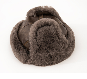 قبعة طيار للجنسين مخصصة جلد صناعي حقيقي قبعة طيار الشتاء الصياد قبعة الصيد - Product Image 6