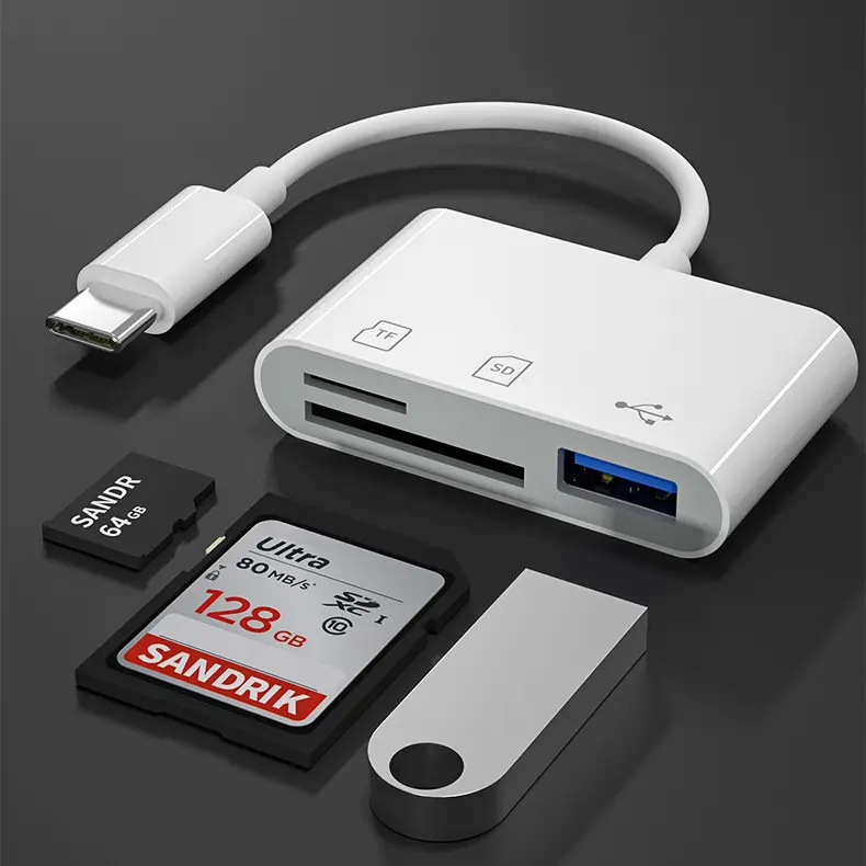 3 1 USB 유형 C 카드 리더 어댑터 케이블 SD 및 마이크로 SD TF 연결 스마트 메모리 카드 리더 맥북 프로