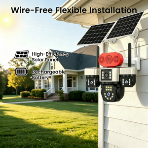 Caméra solaire AOV avec détection humanoïde par IA, 4 objectifs <span class=keywords><strong>HD</strong></span>, 4 écrans, vidéo 24h/24, réseau 4G, IP66, PTZ, contrôle par téléphone via l'application HiEasy - Product Image 5