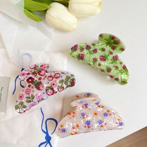 Pinces à cheveux en acrylique unisexe de style européen et américain avec imprimé floral 8x4cm, sublimation - Product Image 1