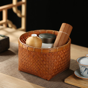 Handmade <b>Bamboo</b> Woven Baskets Round Storage <b>Containers</b> For Living Room Desktop Use Guizhou Origin - Product Image 4