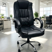 Chaise de bureau exécutive moderne en gros, en cuir synthétique noir, pivotante, dossier haut, structure métallique
