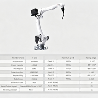 Robot de soudage 6 axes MOKA MB10W-2050, charge utile 20 kg, portée 2050 mm, répétabilité 0,03 mm, moteur servo-électrique PLC, IP67/IP65