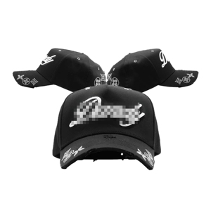 Casquettes <span class=keywords><strong>de</strong></span> baseball en daim personnalisées avec logo brodé, doublure satinée à 5 panneaux, modèle El Barbas, <span class=keywords><strong>noires</strong></span>, en gros - Product Image 1