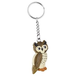 Llavero de madera con forma de búho, miniatura de animal, adorno decorativo para coche, regalo - Product Image 1