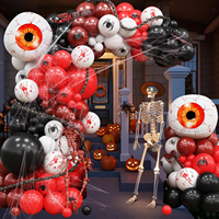 Kit d'arche de ballons d'Halloween sur le thème des maisons hantées, décorations de fête d'horreur avec crânes et yeux