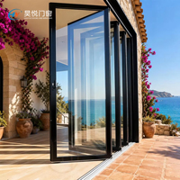 Portes pliantes accordéon en aluminium à rupture de pont thermique pour patio, balcon extérieur, véranda, portes de séparation écoénergétiques