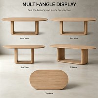 Ensemble de table à manger ovale vintage rustique américain, base en bois massif, chaises rembourrées, meubles de salle à manger