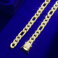 Fábrica de joyería para hombres, alta calidad, gota de plata sólida, Diamantes de moissanita, cadena Figaro de 10mm Hiphop