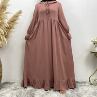 Multi Palette Abaya Robe Drapée Douce Col Volant Taille Attachée Réglable Park Strolls Boutique Sourcing
