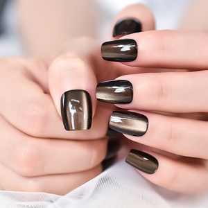 Prensa en las <span class=keywords><strong>uñas</strong></span>, ataúd cuadrado medio, diseño <span class=keywords><strong>de</strong></span> Ojos <span class=keywords><strong>de</strong></span> gato, <span class=keywords><strong>Gel</strong></span>, <span class=keywords><strong>uñas</strong></span> acrílicas <span class=keywords><strong>cortas</strong></span>, juego <span class=keywords><strong>de</strong></span> <span class=keywords><strong>uñas</strong></span> postizas, cubierta completa para mujeres - Product Image 1