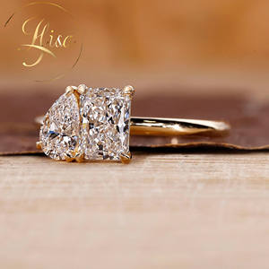 Сертифицированное IGI CVD VVS выращенное в лаборатории бриллиантовое кольцо Toi Et Moi для помолвки, женское, на заказ, из серебра 925 пробы, с изумрудной огранкой, ювелирное изделие высокого качества - Product Image 2