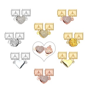 Moda creativa dolce amore romantico cuore italiano ciondoli per bracciale 9mm impermeabile in acciaio inossidabile fiori ciondoli italiani - Product Image 1