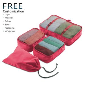 Ensemble de 5 cubes de rangement de voyage portables, é<span class=keywords><strong>l</strong></span>égants, grande capacité, pliables, durables, en polyester respirant, avec fermeture éclair, <span class=keywords><strong>l</strong></span>égers - Product Image 1