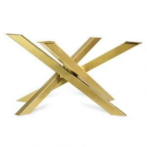 WEKIS Stahl Edelstahl Kreuz X Kreuzgestell Design Tischbeine Metal Esstisch Legs Tischfuss Runden <b>Gold</b> Bases Spider Tischgestell - Product Image 1