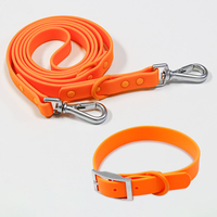 NOVIPET Ensemble laisse et collier pour chien en PVC imperméable, couleur unie, personnalisable pour la promenade et l'entraînement, équipement canin écologique