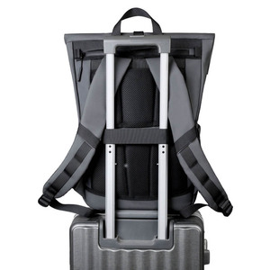 15.6" Unisex Waterproof PU <b>Laptop</b> <b>Backpack</b> Zipper Closure Large Capacity Arcuate Shoulder Strap Portable for Outdoor Use - Product Image 4