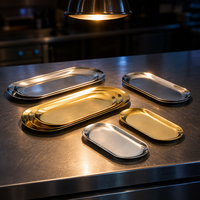 Plateau à bijoux en acier inoxydable écologique, assiettes ovales multifonctionnelles, assiette à dessert à fond plat, vaisselle moderne