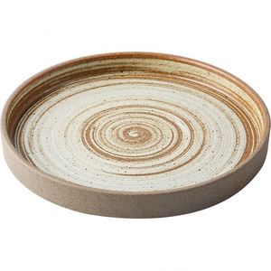 Plato Redondo de Cerámica Estilo Japonés, con Acabado Mate y Texturizado - Product Image 1