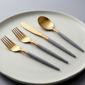 Premium <b>Grey</b> Handle Dinnerware Cutlery <b>set</b> With Stainless Steel Utensils For <b>Table</b> Serving Kitchen <b>Dining</b> And Party Occasions - Product Image 1