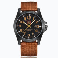 Reloj de Cuarzo de Aleación de 38mm para Hombre, Estilo Deportivo con Calendario, Correa de Nylon Tejido y Dial de Cuero de 22mm, ¡Gran Venta!