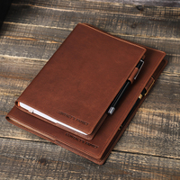 Couverture de carnet en cuir véritable A5 personnalisée, style rétro, rechargeable, vente en gros, avec fente pour stylo, 120 feuilles